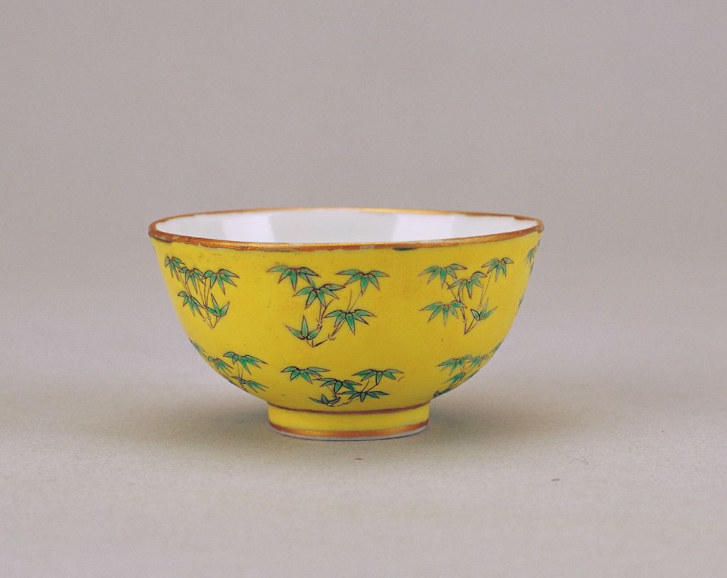 图片[1]-Yellow ground pastel bamboo cup-China Archive